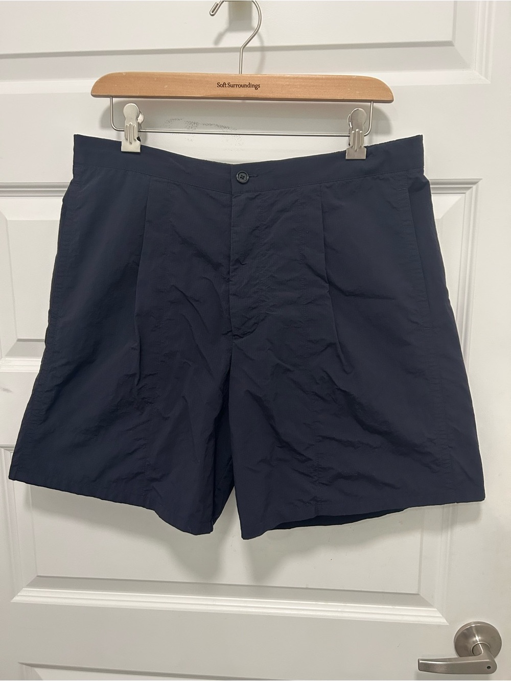 P.Johnson Men's Flat Front Navy Shorts/Swim Nylon 33"